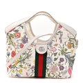 Net Calfskin Web Small Giglio Tote White Multicolor