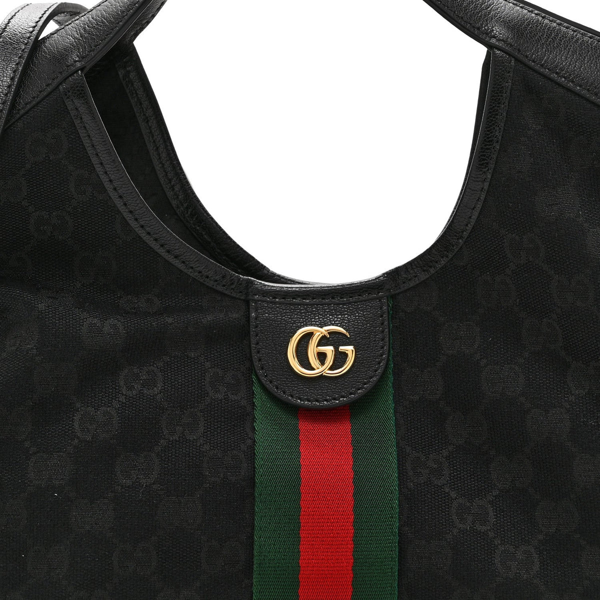Denim GG Monogram Web Small Giglio Tote Black