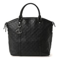 Guccissima Large GG Charm Convertible Dome Satchel Black