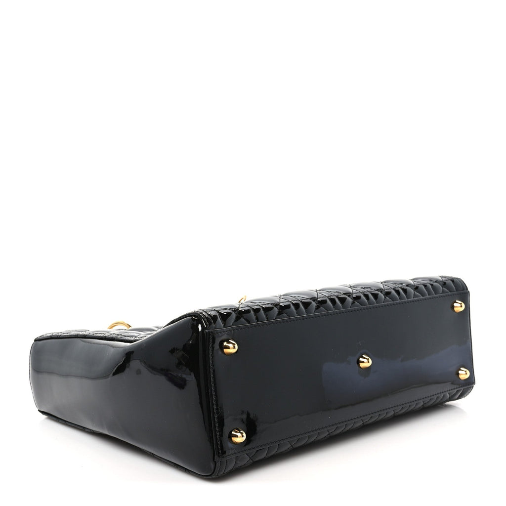 Patent Cannage Large Lady Dior Black