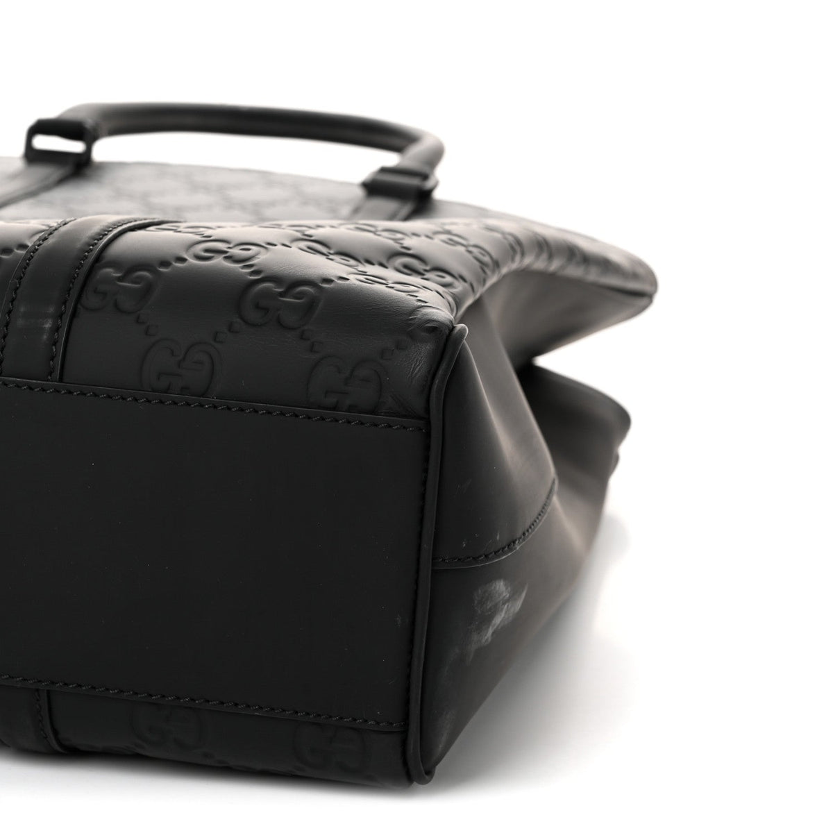 Calfskin Rubber Effect Tall Convertible Tote Black