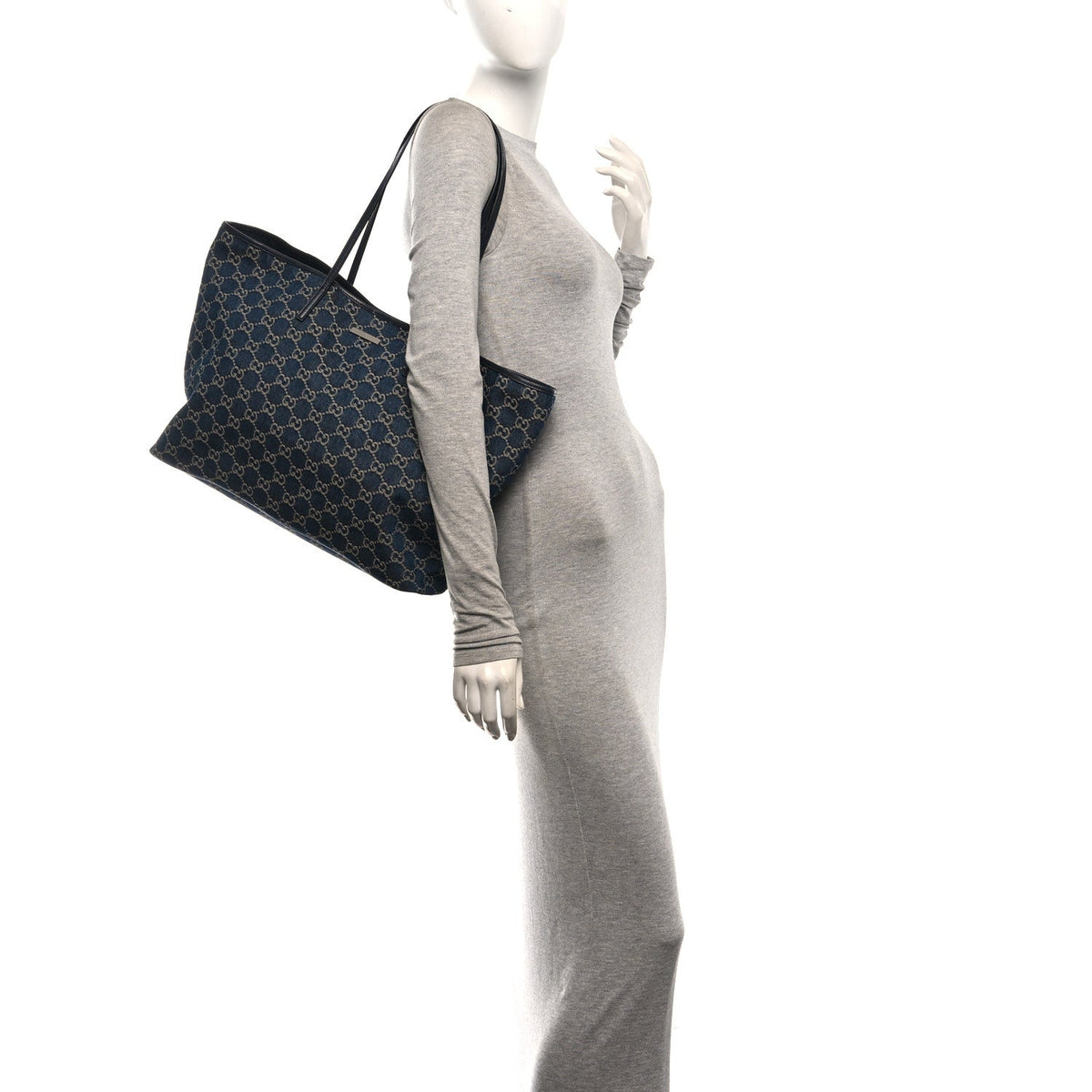 Jacquard Denim GG Monogram Large Tribeca Tote Dark Blue