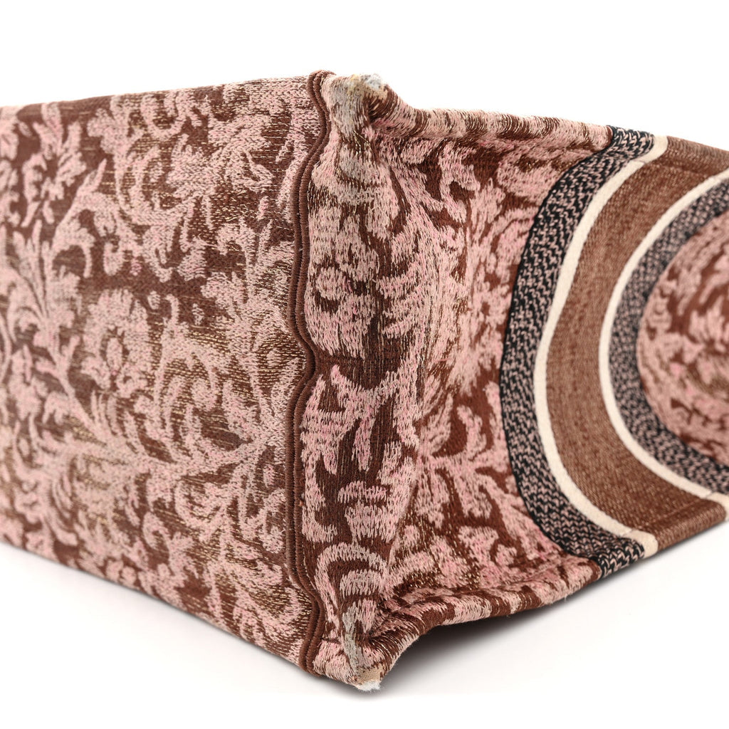 Canvas Embroidered Medium Brocart Book Tote Metallic Pink