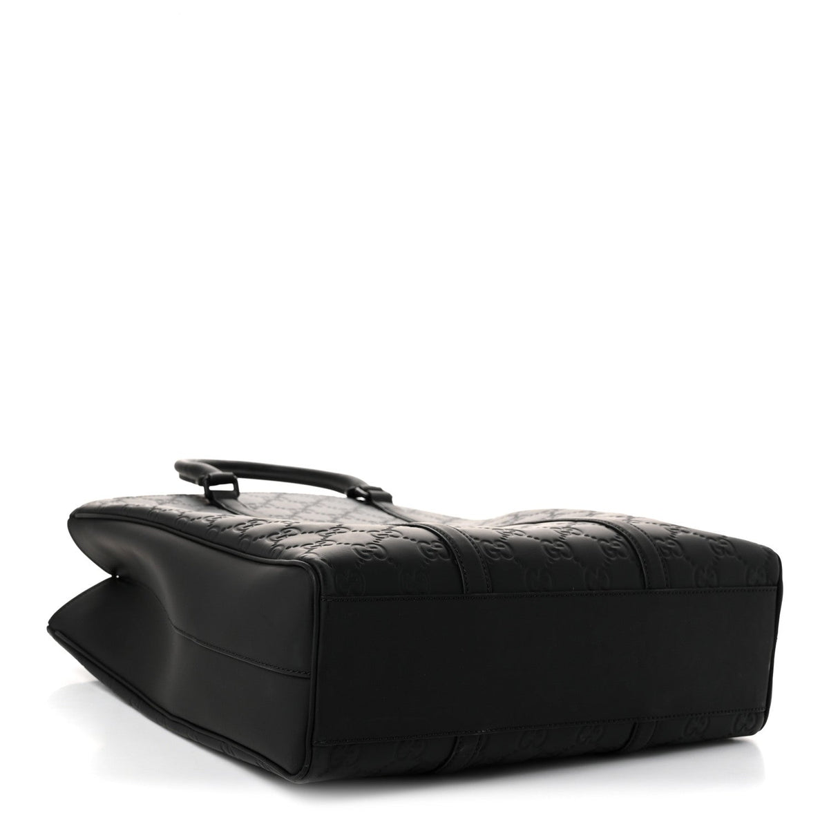 Calfskin Rubber Effect Tall Convertible Tote Black