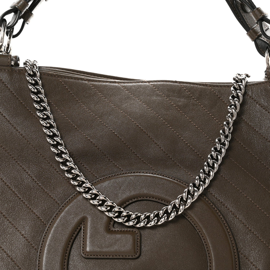 Sakai Be Green Calfskin Diagonal Stitched Medium Blondie Tote Craclet Brown