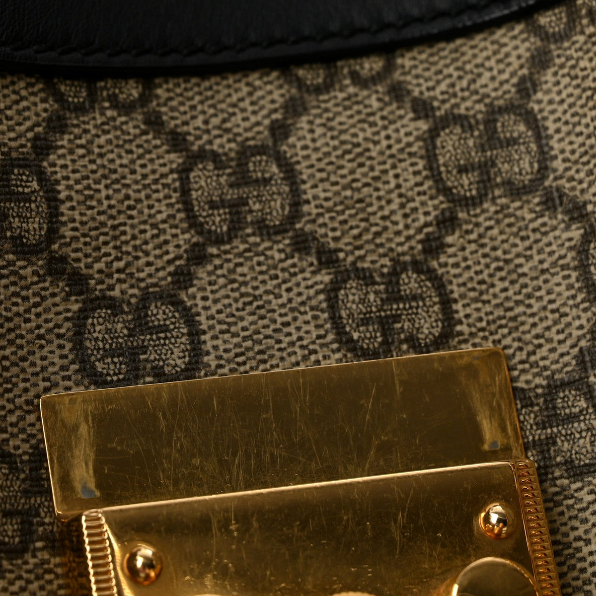 GG Supreme Monogram Medium Padlock Tote Black