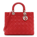 Lambskin Cannage Large Lady Dior Red