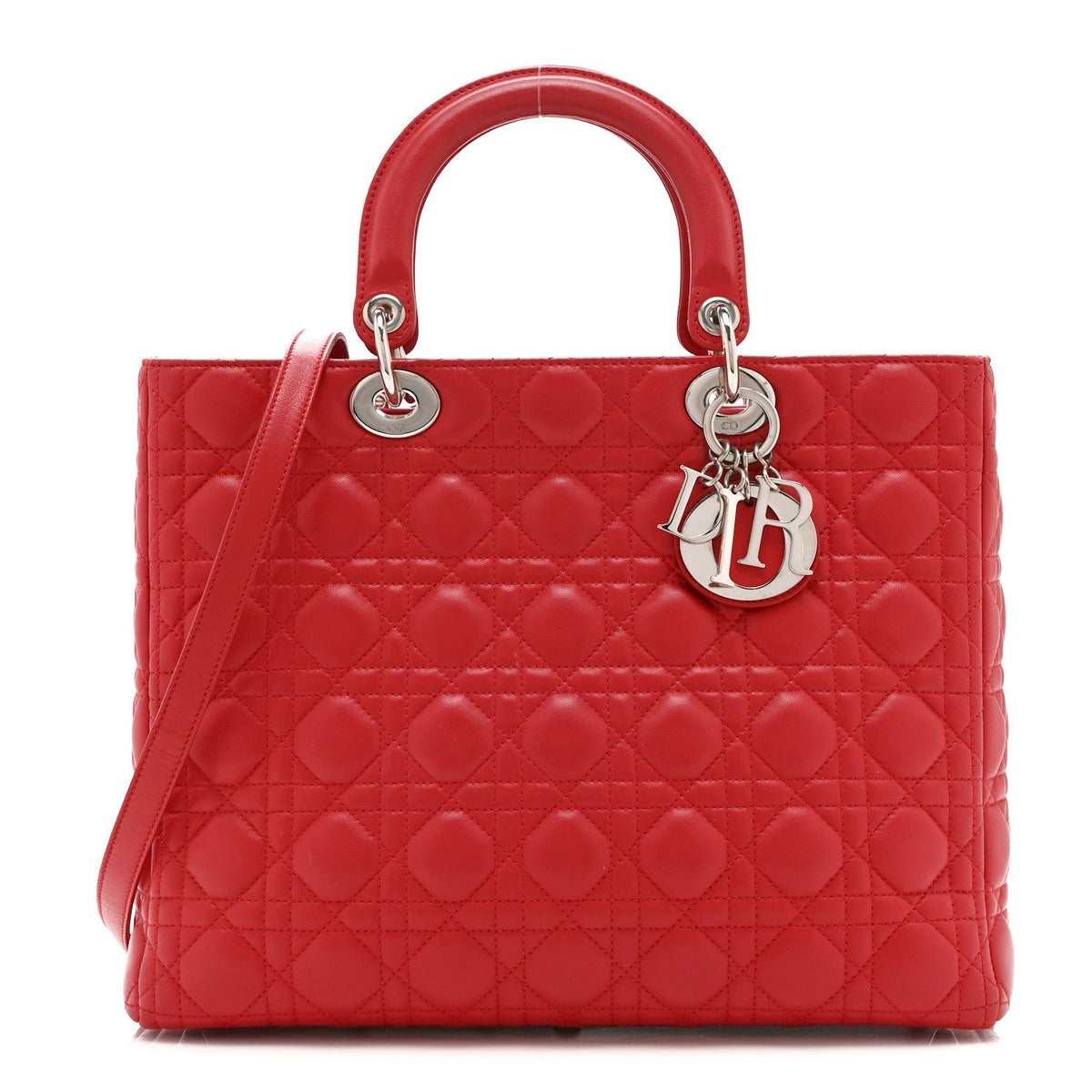 Lambskin Cannage Large Lady Dior Red