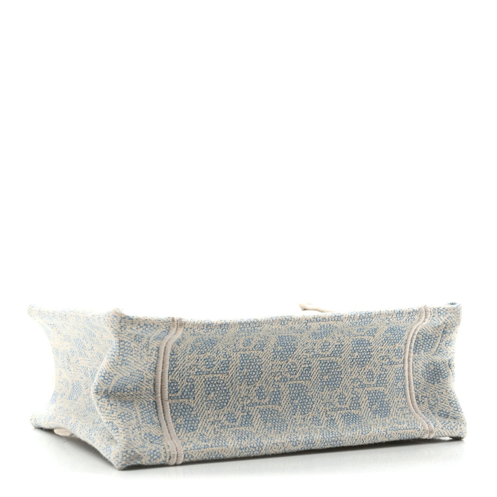 Washed Embroidery Oblique Lace Dior Medallion Mini Book Tote With Strap Celeste Blue Ecru
