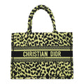 Canvas Mizza Embroidered Medium Leopard Book Tote Lime Pop