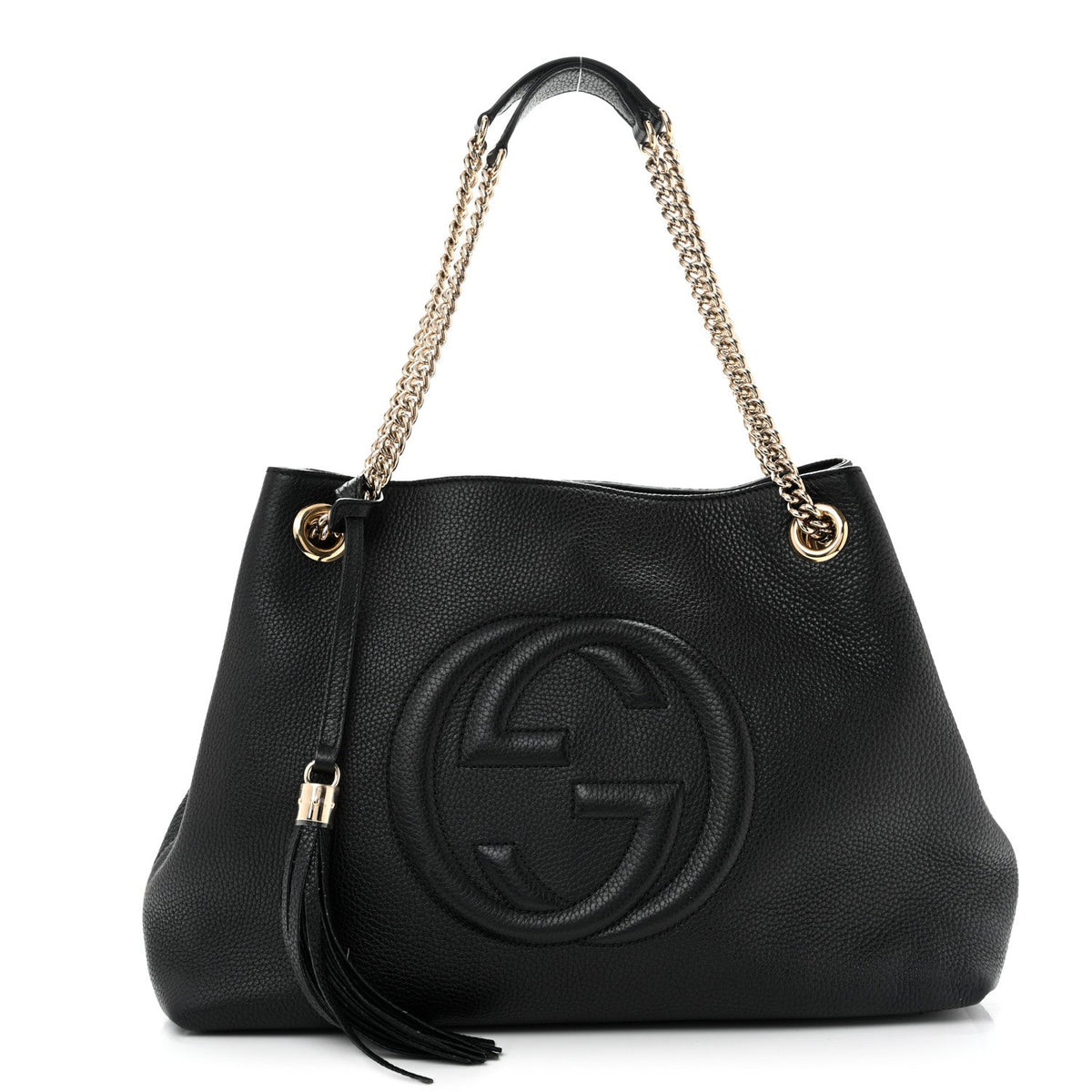 Pebbled Calfskin Medium Soho Chain Shoulder Bag Black