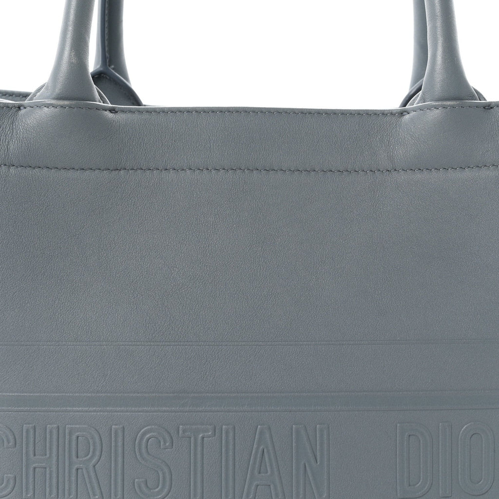 Calfskin Embossed Medium Book Tote Blue