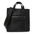 Grained Calfskin Saddle Tote Black