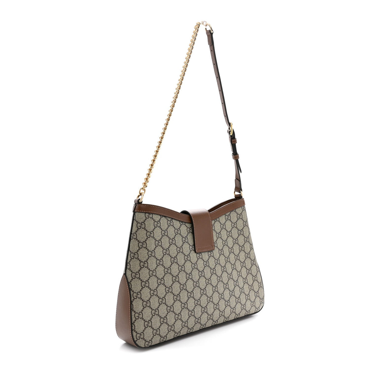 GG Supreme Monogram Medium Padlock Shoulder Bag Beige Ebony Brown Sugar