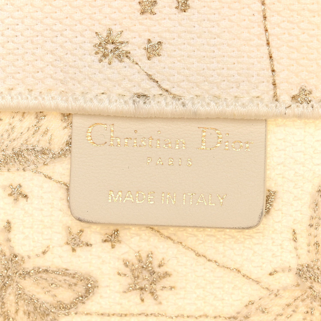 Canvas Embroidered Medium Butterfly Zodiac Book Tote Gold