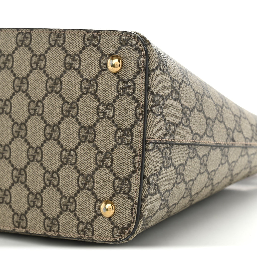 GG Supreme Monogram Large Zip Top Tote Beige Tuscany