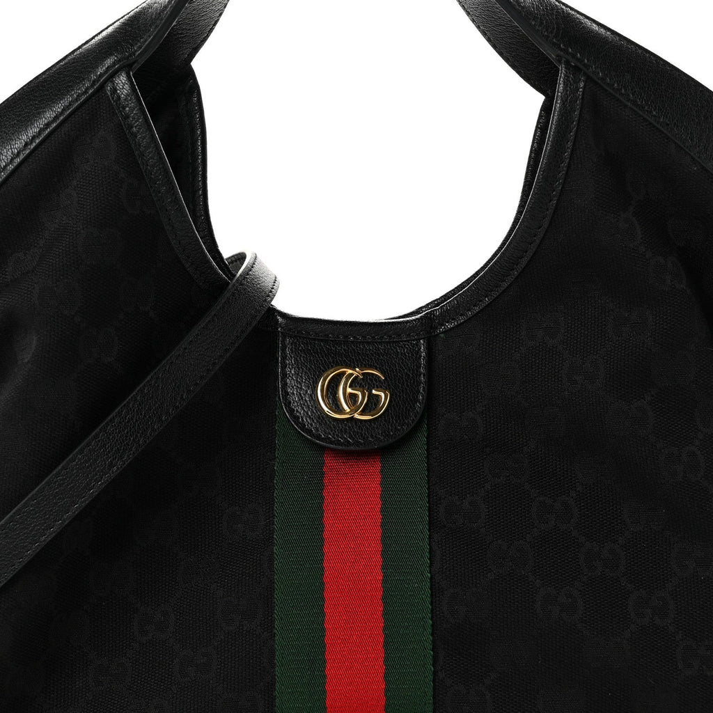 Denim GG Monogram Web Small Giglio Tote Black