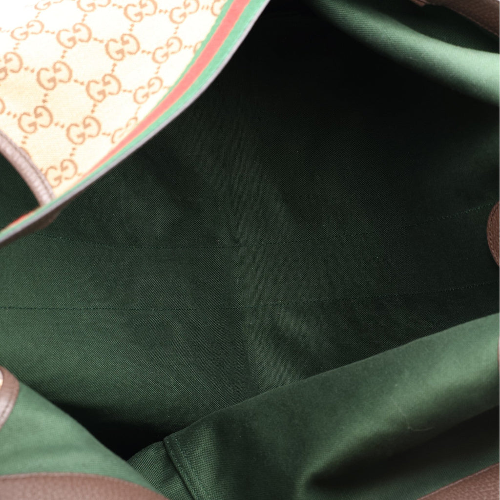 GG Monogram Web Large Giglio Tote Beige Brown