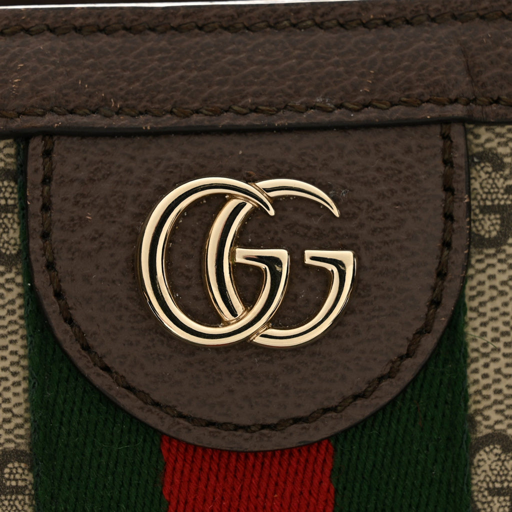 GG Supreme Monogram Web Medium Ophidia Tote Bag Brown