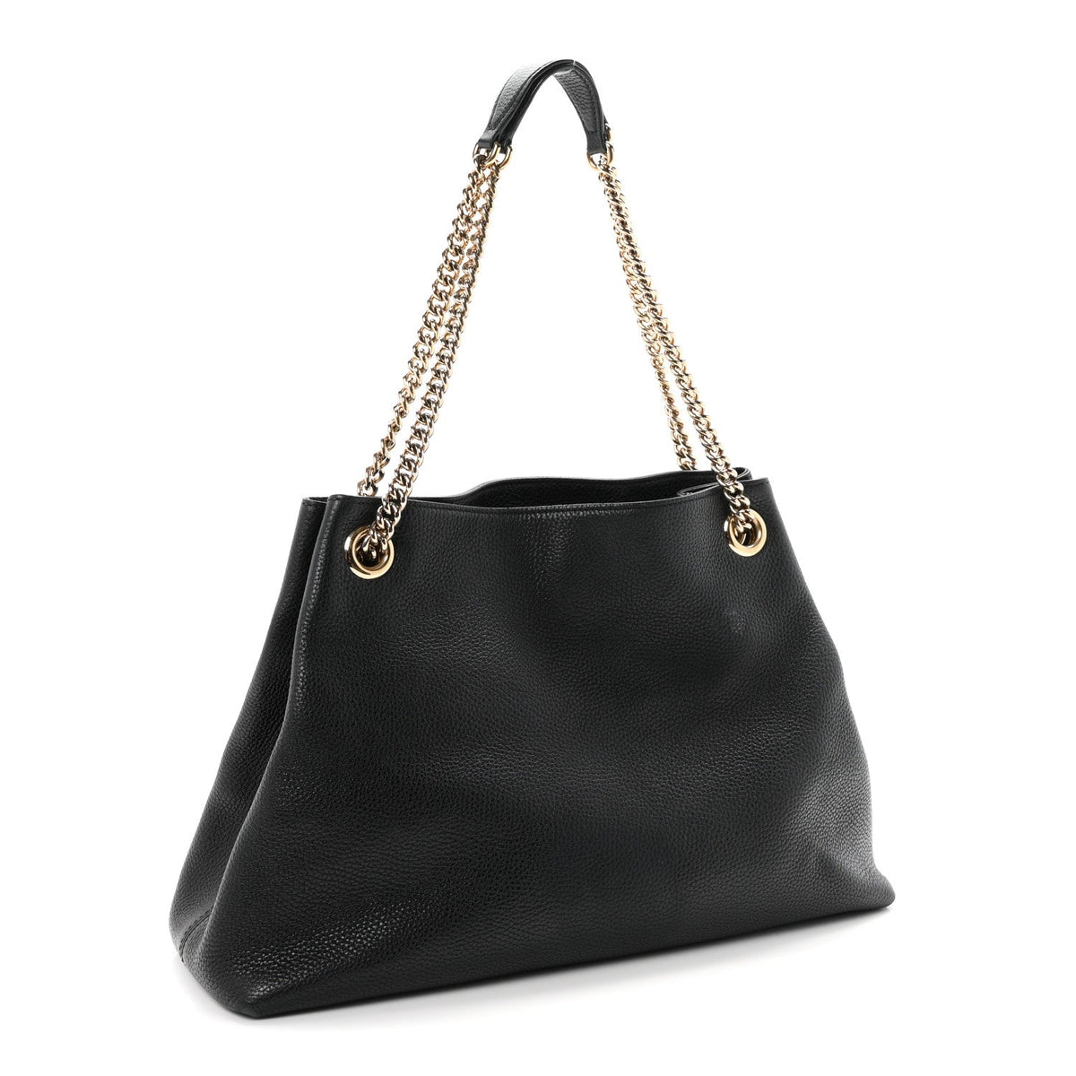 Pebbled Calfskin Medium Soho Chain Shoulder Bag Black