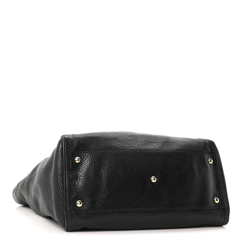 Pebbled Calfskin Medium Soho Shoulder Bag Black