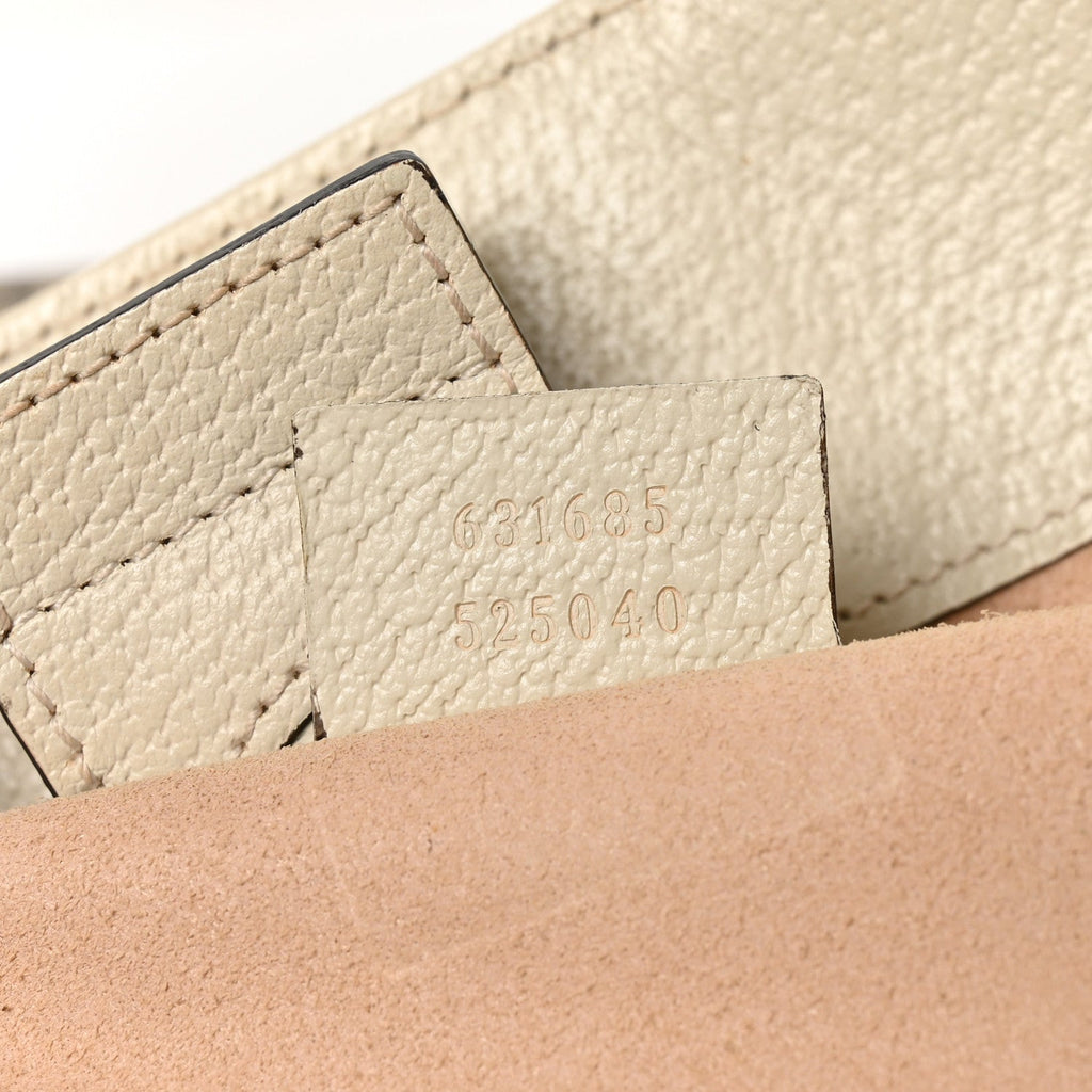 GG Supreme Monogram Textured Dollar Calfskin Web Medium Ophidia Shopping Tote Beige Ebony Mystic White