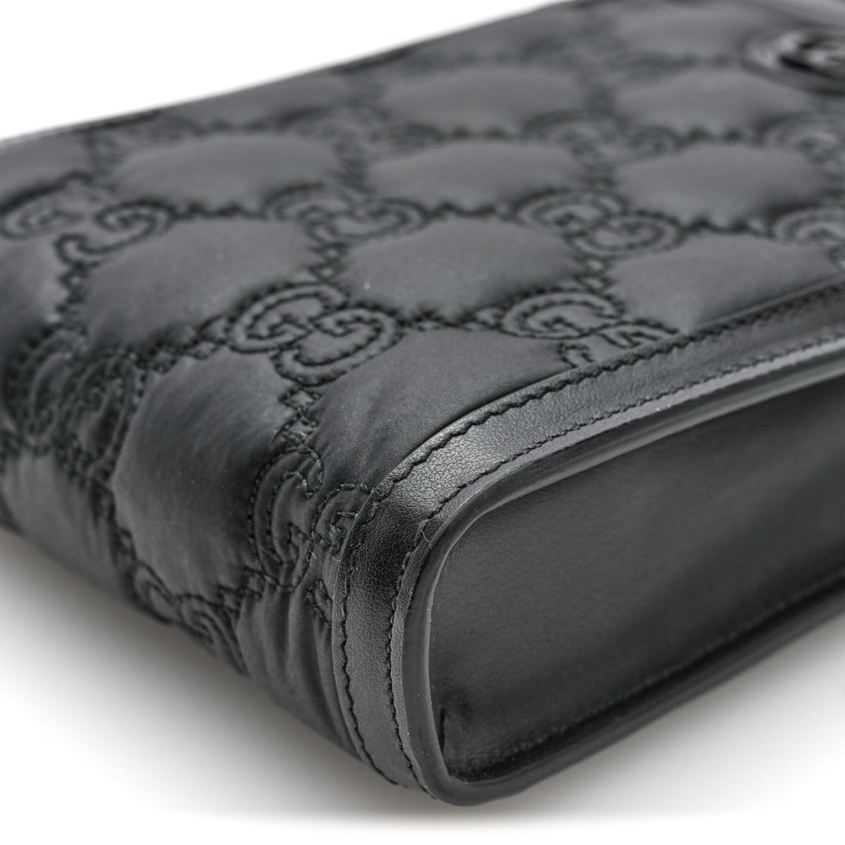 Nylon Calfskin Enamel GG Matelasse Mini Top Slip Handle Crossbody Bag Black