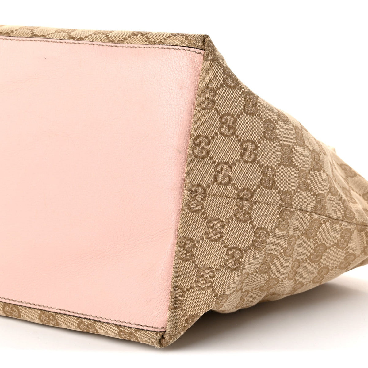 GG Monogram Medium Web Handle Bucket Tote Pink Blue