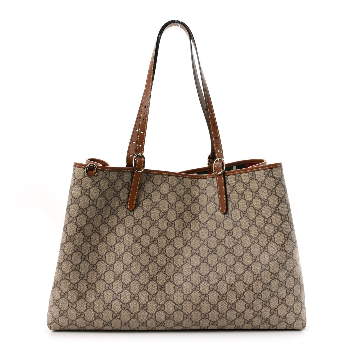 GG Supreme Monogram Emblem Maxi Tote Bag Beige Dark Brown