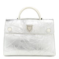 Metallic Calfskin Medium Diorever Flap Silver